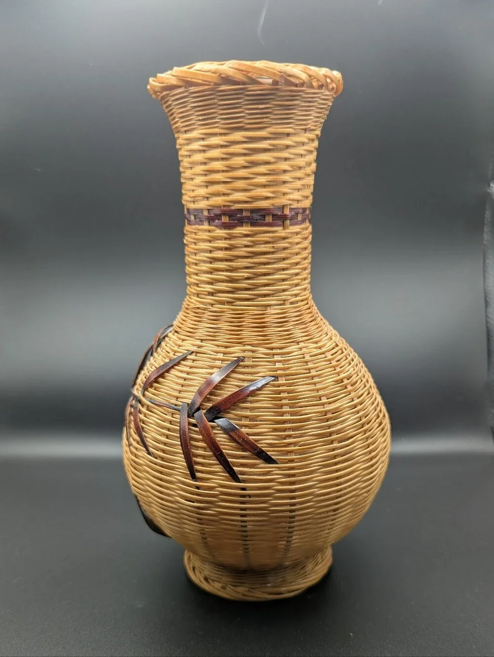 Woven Bamboo Vase with Porcelain Insert